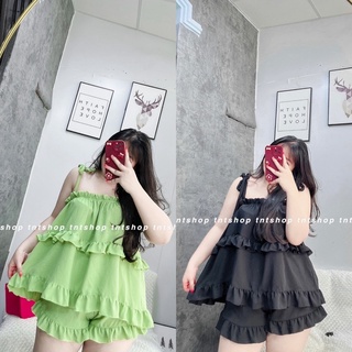 SET BỘ ĐŨI 2 TẦNG THẮT NƠ [ TNT Shop Bigsize 60kg - 90kg ]