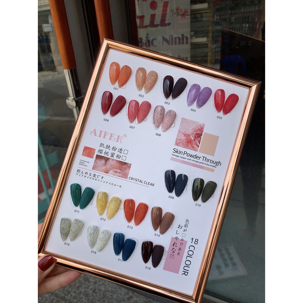 [ Tặng Khung Màu ] Set Sơn Gel 18 Chai Màu Hot AiFer - Bảng Số 2 Sơn Cát