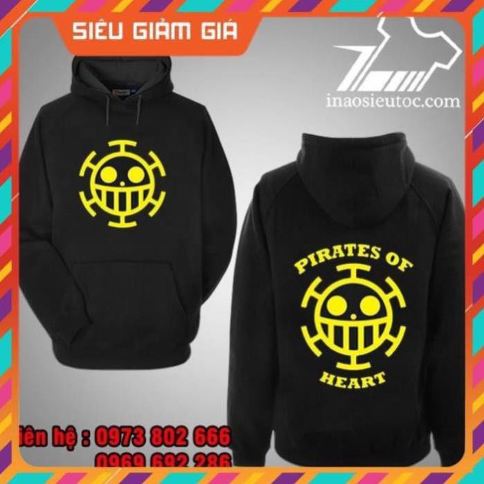 SALE- [SIÊU RẺ] Áo Hoodie đen logo Law One Piece đẹp rẻ chất lượng - ÁO ONE PIECE CHẤT