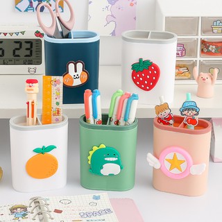 WHT Phim hoạt hình dễ thương Sinh viên Văn phòng phẩm Máy tính để bàn Tổ chức lưu trữ Chủ bút Hộp lưu trữ bút vẽ mỹ phẩm