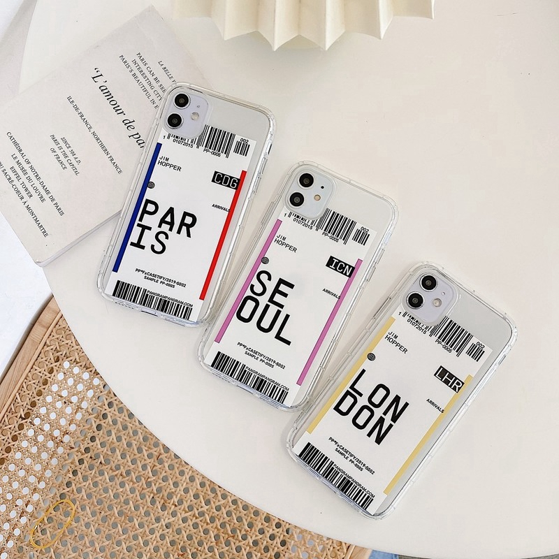 Plane ticket Yearning place London Seoul Paris aviation flight Destination soft or hard case  iphone 6 Plus 6S Plus 7Plus 8Plus X XR XS Max iphone 11 pro Max