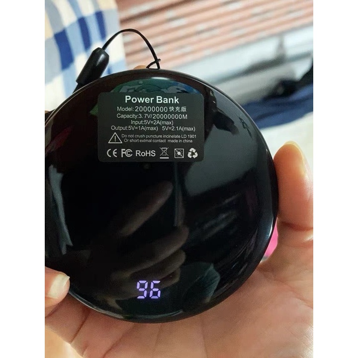 Sạc Dự Phòng 20000mAh Hỗ Trợ Sạc Nhanh Nhỏ Gọn Sẵn 4 Dây Sạc Tiện Lợi