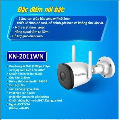 CAMERA IP WIFI KBONE KN-2011WN 2.0MP
