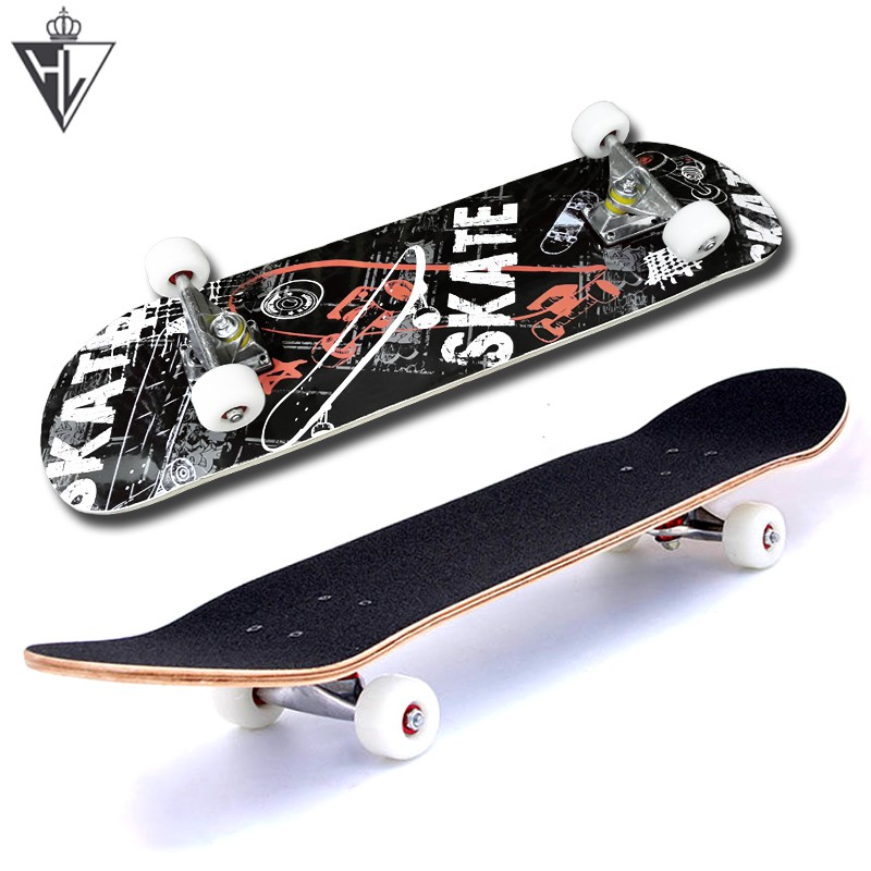 Ván trượt mặt nhám skateboard thể thao chất liệu gỗ phong ép cho trẻ em và người lớn - tặng dụng cụ tháo lắp