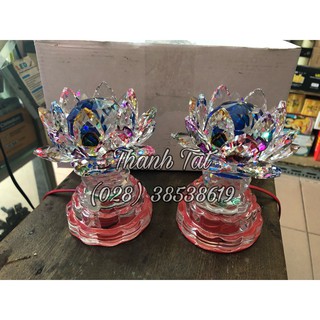 Bộ Đèn Thờ Sen Pha Lê 501 Cao 12,5 CM