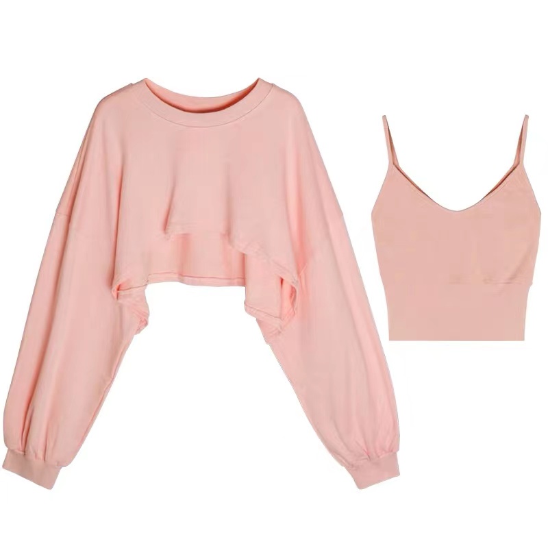 Set Áo croptop tay dài + Áo dây Perty phong cách thể thao năng động thời trang