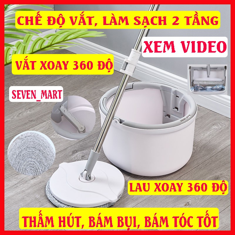 Bộ Cây Lau Nhà Tự Vắt Thấm Hút Tốt Nhanh Khô Xoay 360 Độ ECO S320