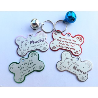 Thẻ tên thú cưng chất liệu nhôm (tặng chuông)