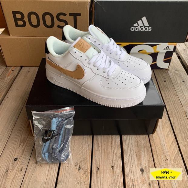 (Full box) Giày thể thao sneaker Air Force 1 Low Removable Swoosh Pack White Vachetta Tan < : :)) . new :