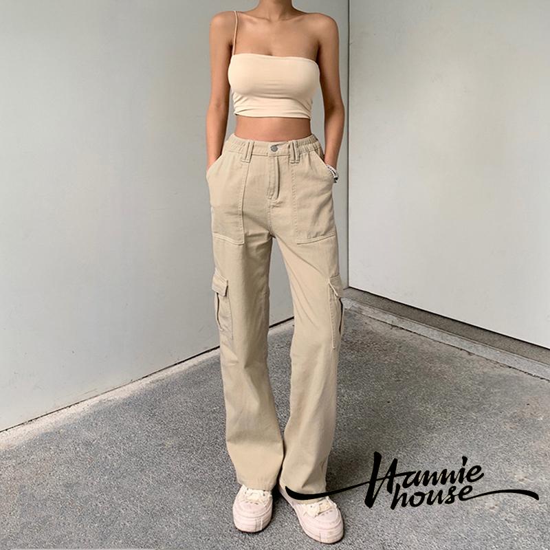 Quần Jeans Nữ Lưng Cao Ống Đứng Có Túi Thời Trang