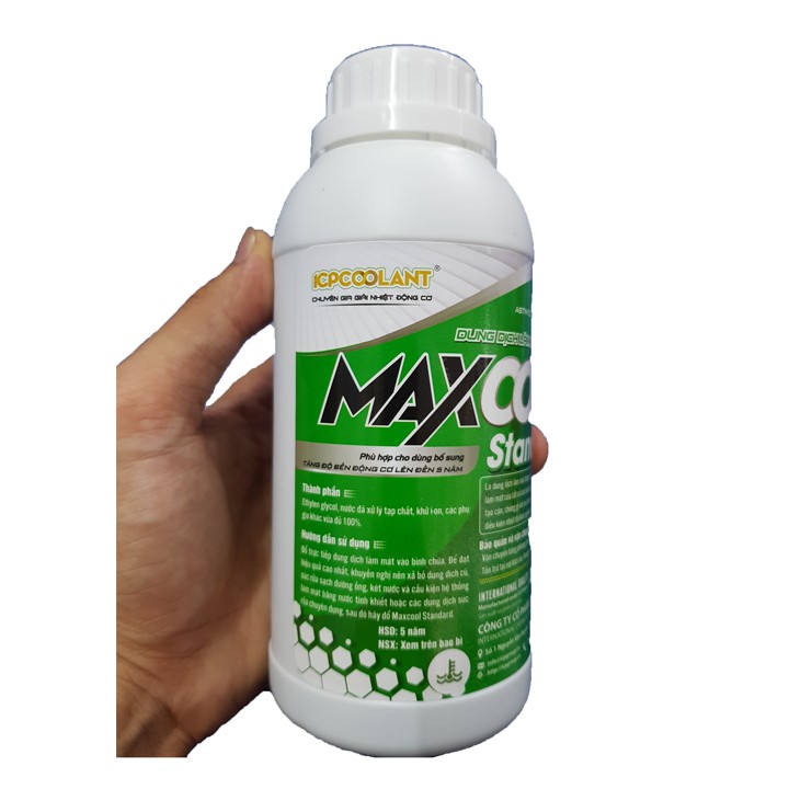 Nước làm mát động cơ xe ô tô, xe máy màu xanh Maxcool Standard 500ml