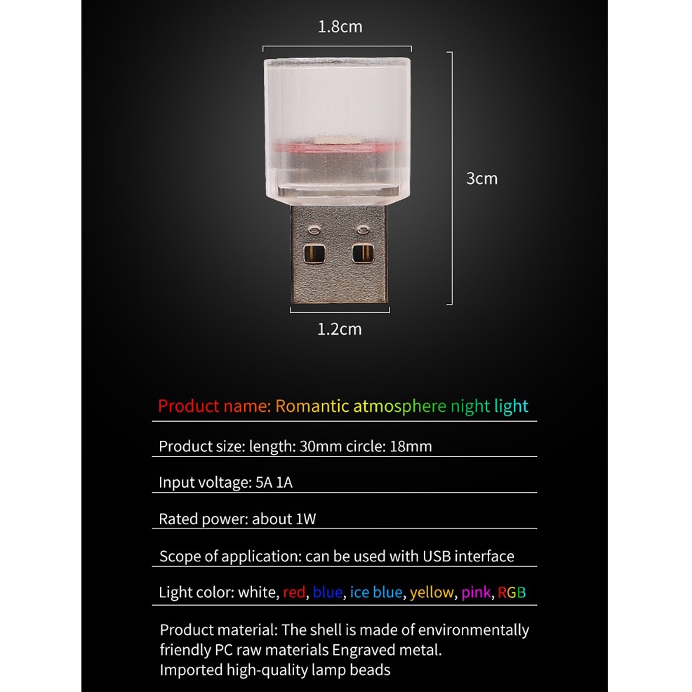 Đèn LED USB Mini Trang Trí Nội Thất Xe Hơi Nhỏ Gọn, Dễ Sử Dụng