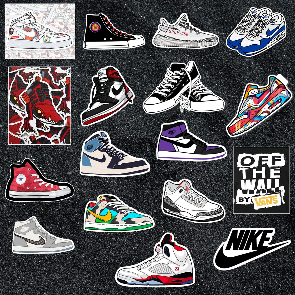 Sticker giày sneaker chống nước sticker dán laptop, điện thoại, đàn guitar, mũ bảo hiểm, vali, xe máy