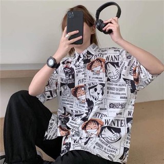 Áo sơ mi lụa One Piece Luffy Đảo Hải Tặc unisex