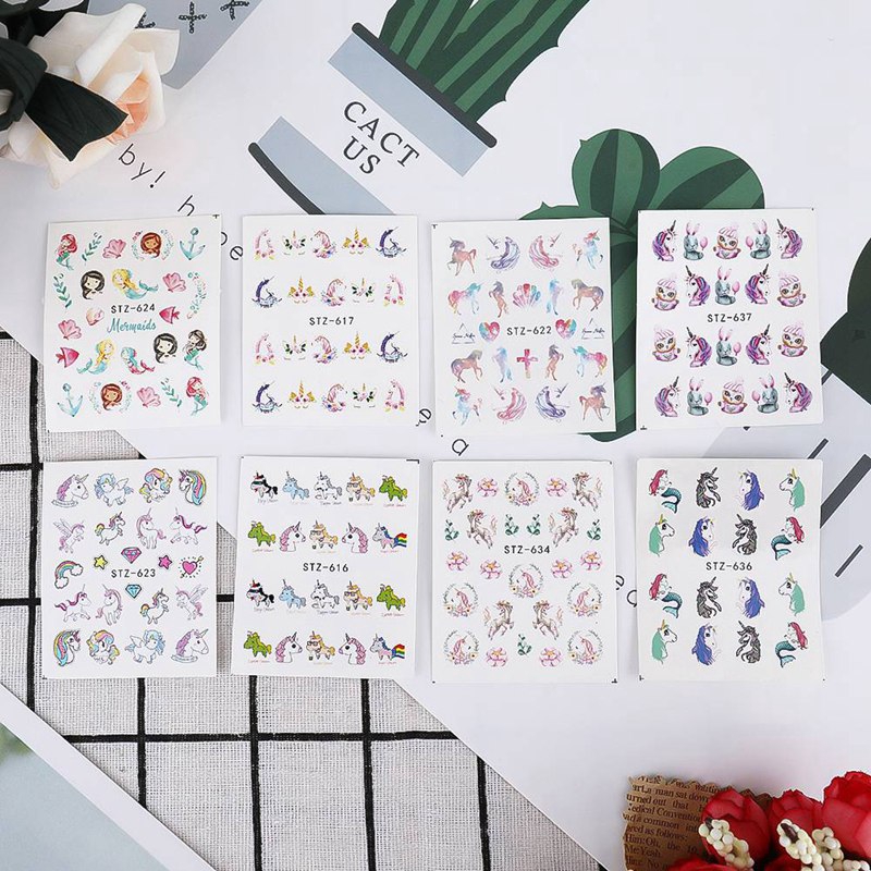 Sticker dán trang trí móng hình kỳ lân hoạt hình