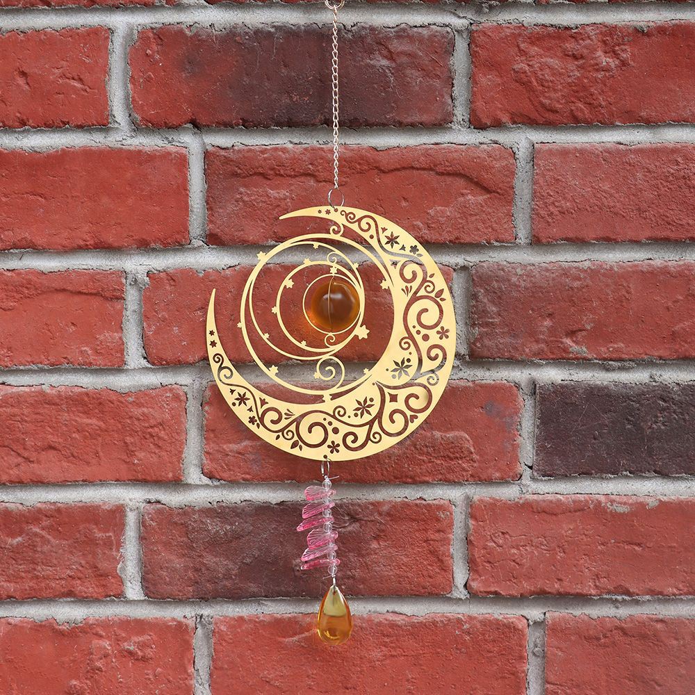 MIOSHOP Crafts Gift Wind Spinner Patio Metal Wind Chimes Moon and|Garden Art Decor Outdoor Indoor 360 Degrees Rotating/Multicolor