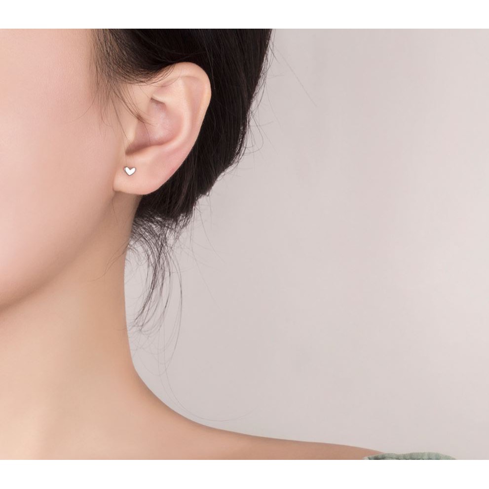 Bông tai EBI Trái tim mạ Bạc 925