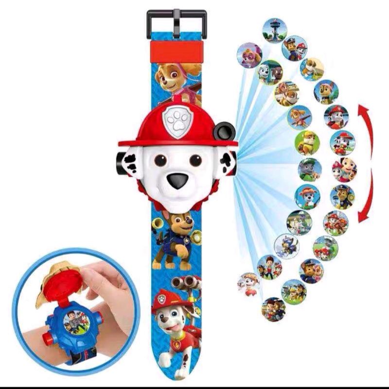 Đồ chơi đồng hồ có đèn chiếu phát sáng lên tường hình đội chó cứu hộ Paw Patrol điện tử cho bé trai