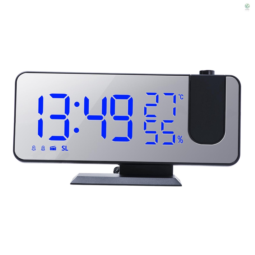 Đồng hồ báo thức điện tử mặt gương xoay 180 độ/ đèn LED/ nhiệt độ hiển thị 4 trong 1 cho phòng ngủ/ phòng khách