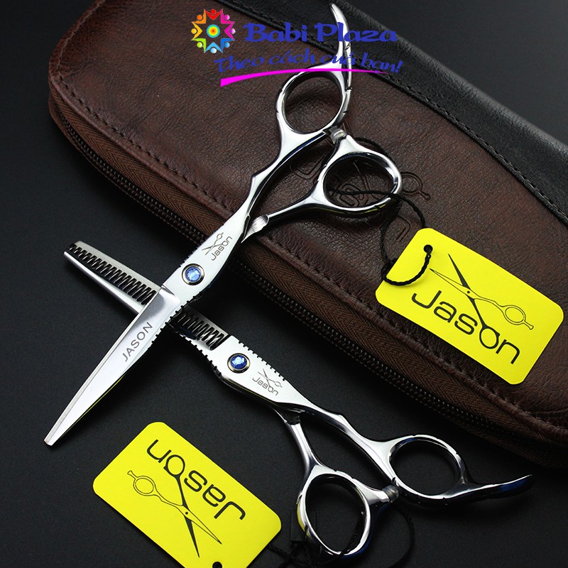 Bộ 2 kéo cắt tỉa thép Nhật JASON HA-01 kéo tay thuận cắt tỉa tóc chuyên nghiệp