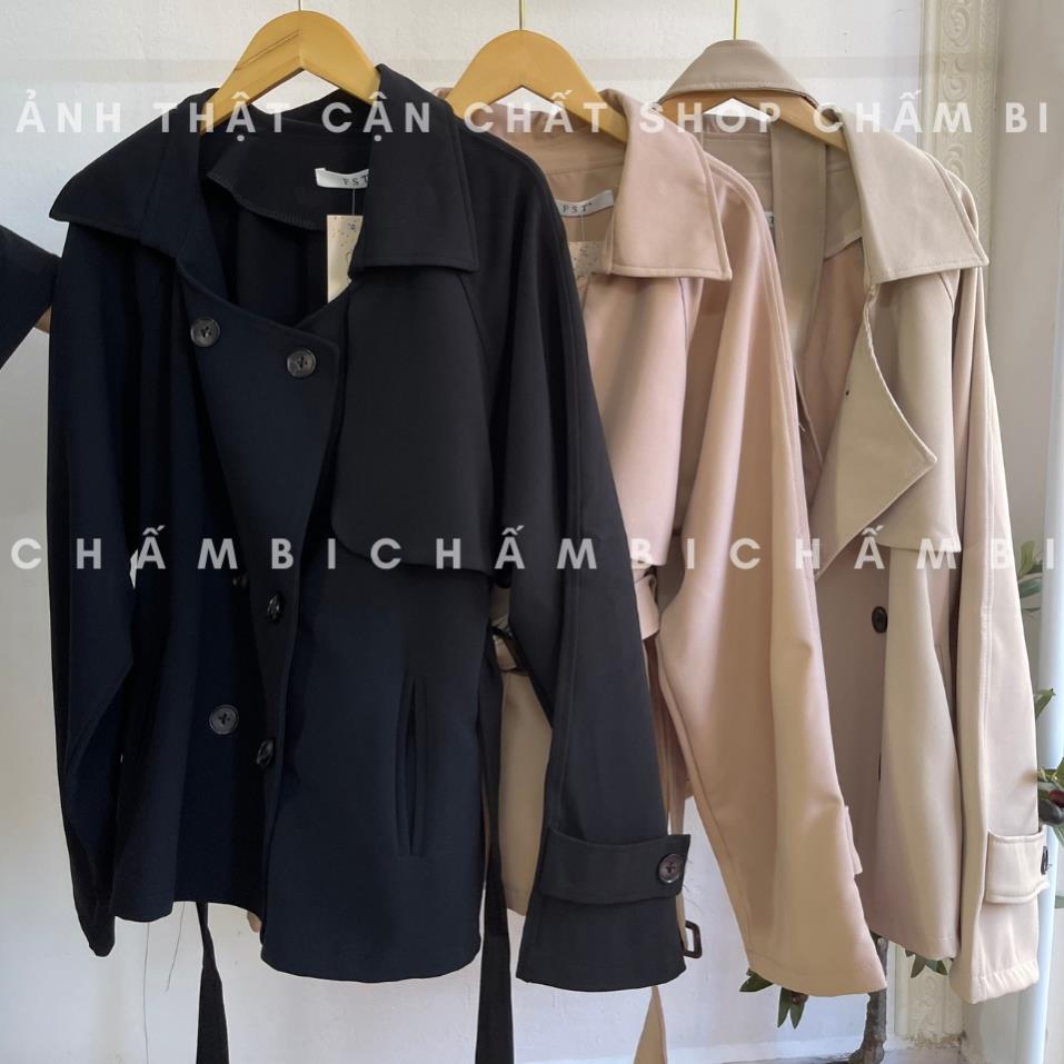 Áo khoác kiểu Hàn Quốc A.250, Áo mangto dáng ngắn ống tay RỘNG kèm đai (mặc được hai kiểu)