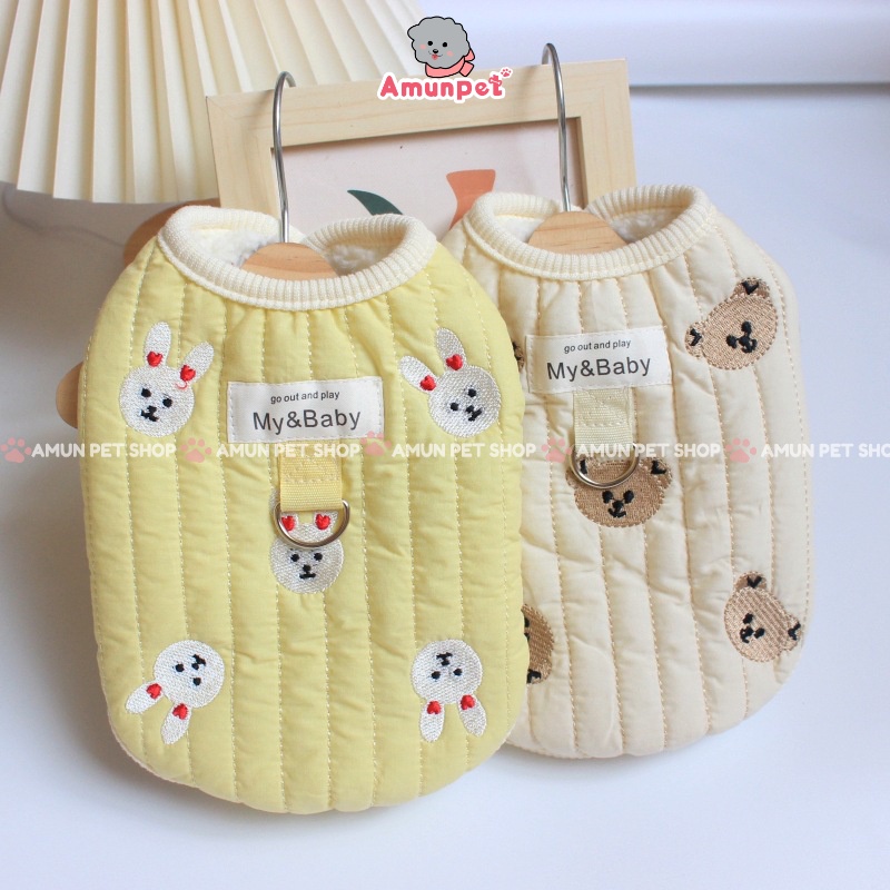 Áo Khoác Vest Cho Chó Mèo Có Móc Dây Dắt Áo Khoác Lông Quần Áo Mùa Đông Cho Thú Cưng Cao Cấp Giá Rẻ AmunPet
