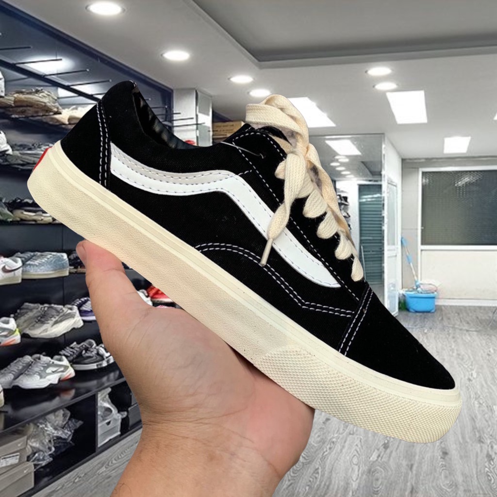 Giày thể thao vans đen vault , giầy sneaker van đen kẻ trắng bản đẹp hot hit - Yabi_boutique