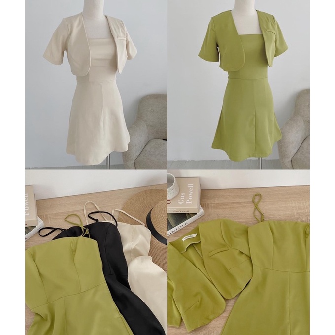 Váy 2 dây dáng ôm kèm vest cộc tay hàng chuẩn L1 - Cuastore.vn