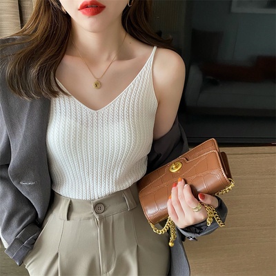 Áo Xiaozhainv dệt kim cổ chữ v phong cách Hàn Quốc 7 màu lựa chọn cho nữ