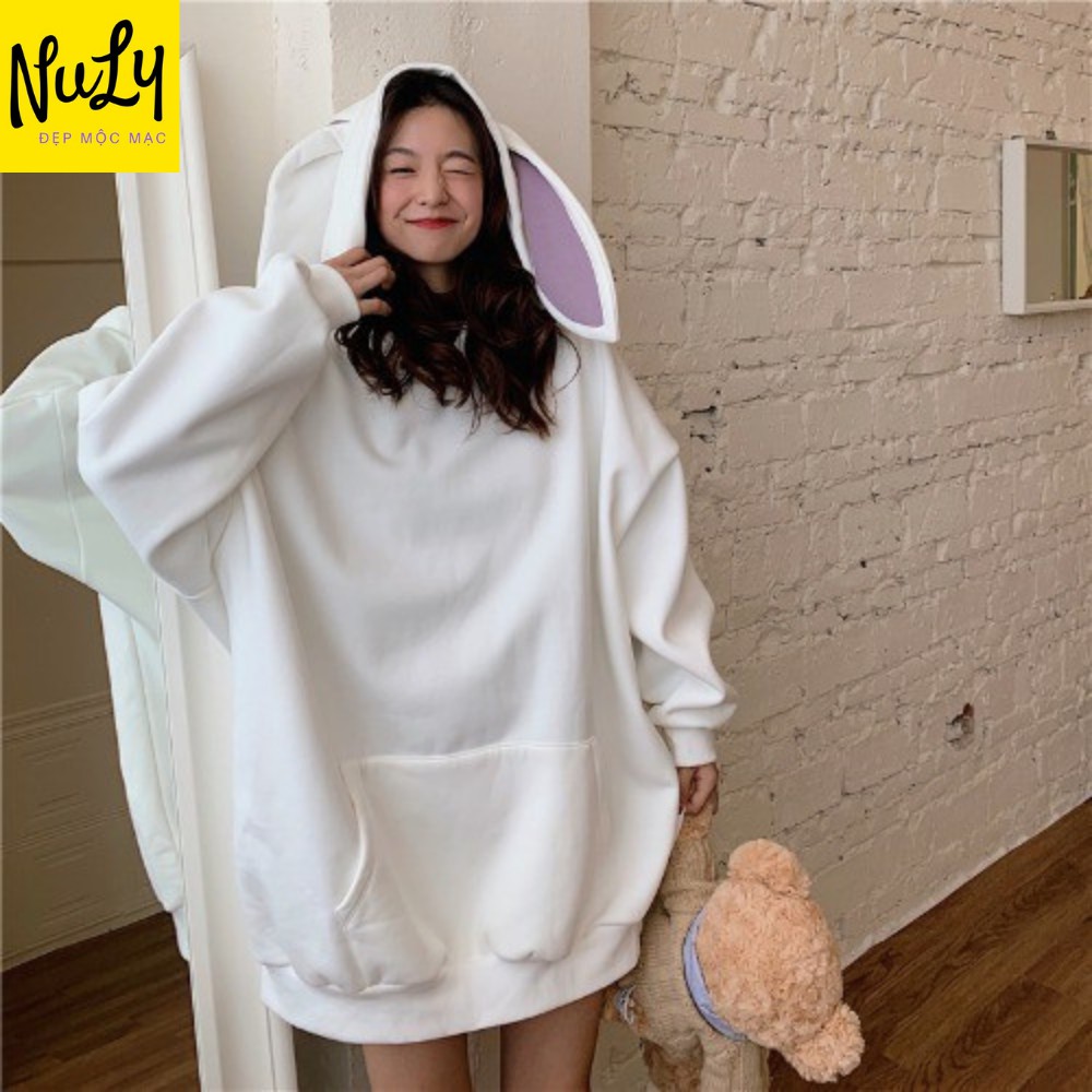 Áo Hoodie nữ THỎ RABBIT unisex nỉ bông form rộng, tay bồng kiểu dáng Ulzzang chất xịn NULY HDT | BigBuy360 - bigbuy360.vn