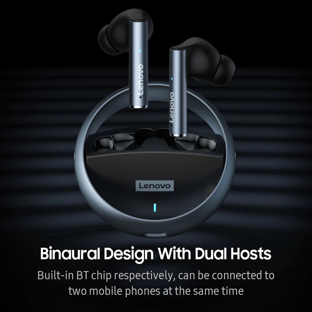 Tai nghe không dây LENOVO LP60 TWS kết nối Bluetooth 5.0 thể thao chống nước độ trễ ít chạm điều khiển mic HD cao cấp