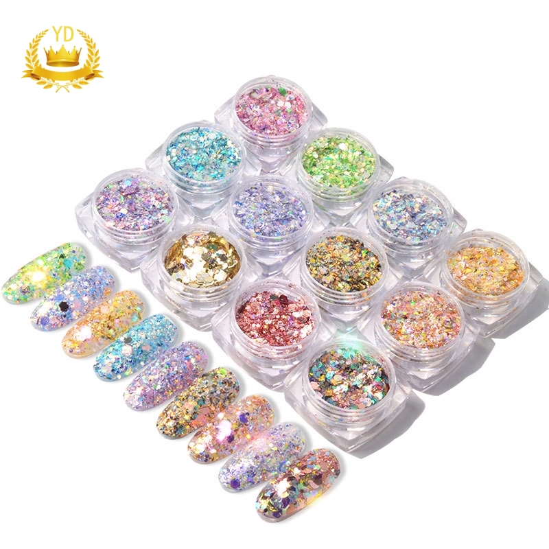 Lọ hạt cườm nhiều màu lấp lánh dùng trang trí móng tay tiện dụng