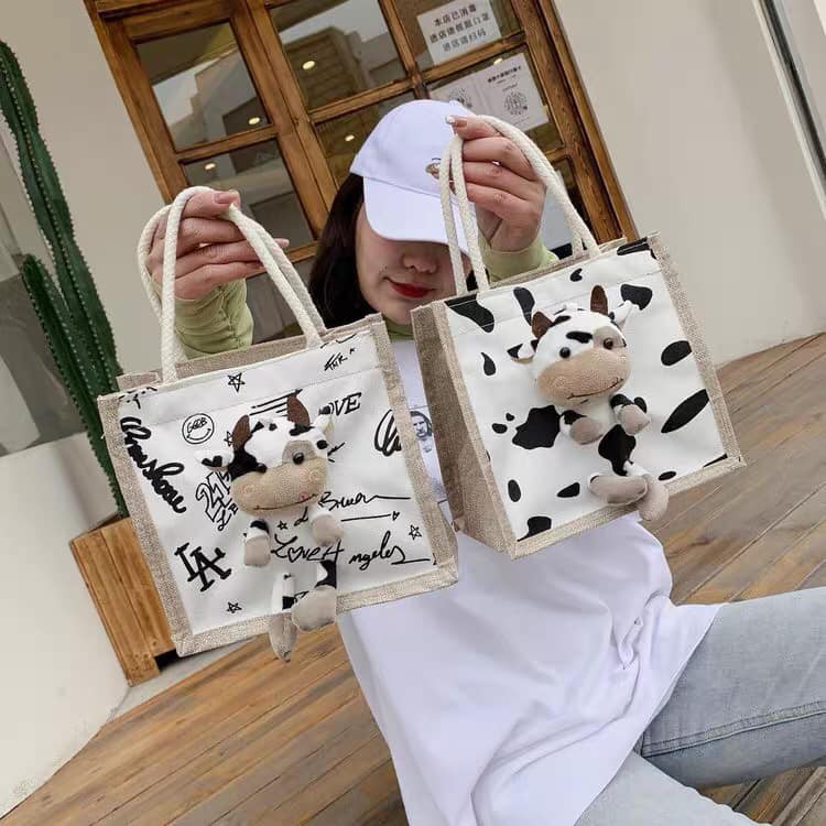 Túi cói mini tặng kèm bò sữa dễ thương | BigBuy360 - bigbuy360.vn