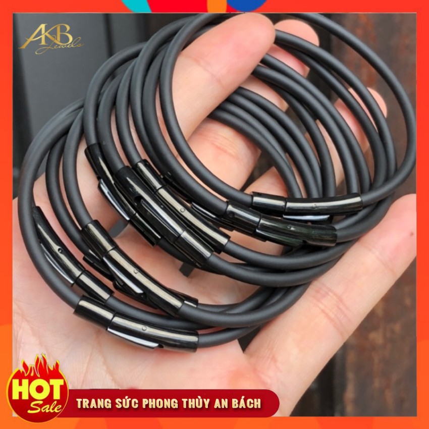 Vòng Dây Cao Su Đen Chốt Đen 💥HÀNG :LOẠI 1💥 - Đeo Cùng Phụ Kiện Thời Trang, Hạt Đá, Lu Thống - AB Jewels