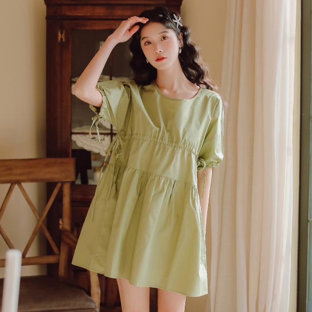 Đầm Ngắn Tay Phối Ren Xinh Xắn Dành Cho Nữ