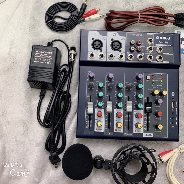 Bộ combo thu âm livestream Mic isk at100 loại 1 chính hãng và mixer f4 yamaha Blutooth full phụ kiện