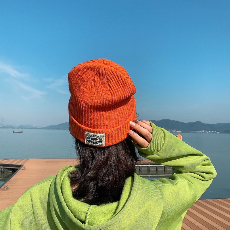 Mũ len dệt kim giữ ấm tai phong cách Nhật Hàn thời trang thu đông cho nam và nữ
