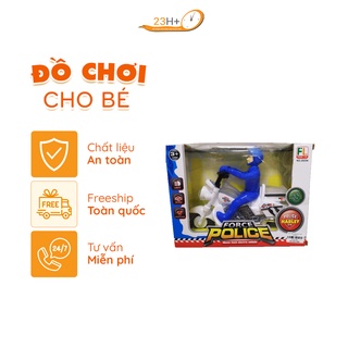 Đồ chơi xe cảnh sát lái mô tô màu xanh