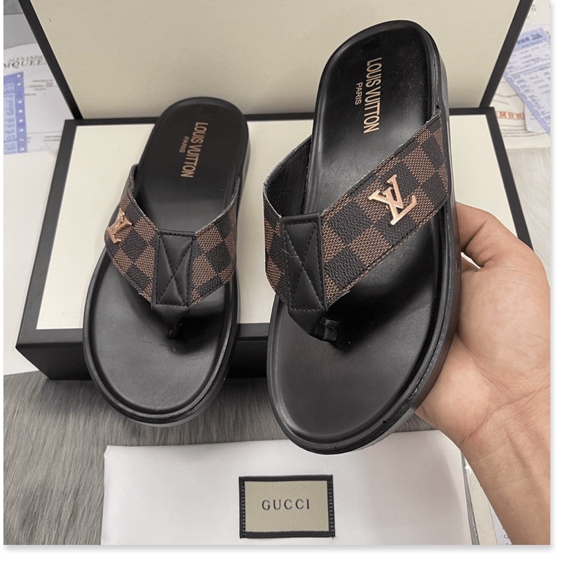 💗MILANO SHOES💗 Dép da nam tông sỏ ngón nâu vuông giá tại kho, đẹp thời trang mẫu mới nhất