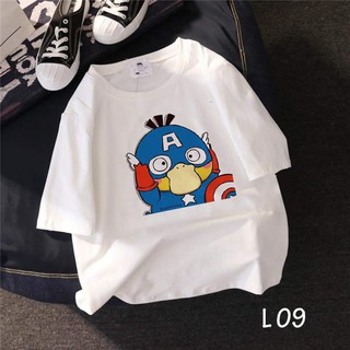 Áo thun teen nam nữ tay ngắn unisex hình vịt captain america