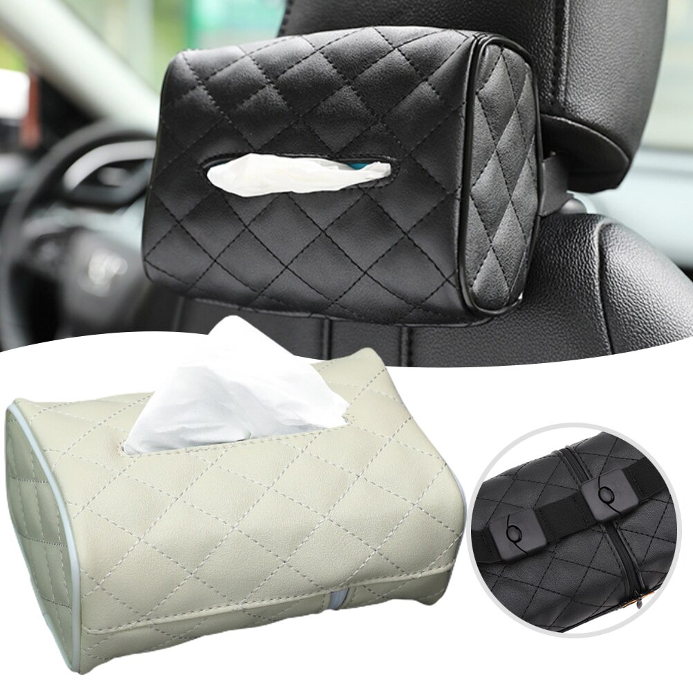 Hộp Đựng Khăn Giấy Bằng Da Gắn Tấm Che Nắng Xe Hơi Tiện Dụng