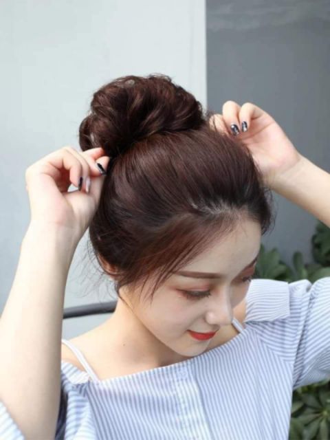 &lt;KÈM ẢNH THẬT&gt; Búi phủ xoăn tóc giả đẹp (loại TO, Tơ KHÔNG BÓNG)
