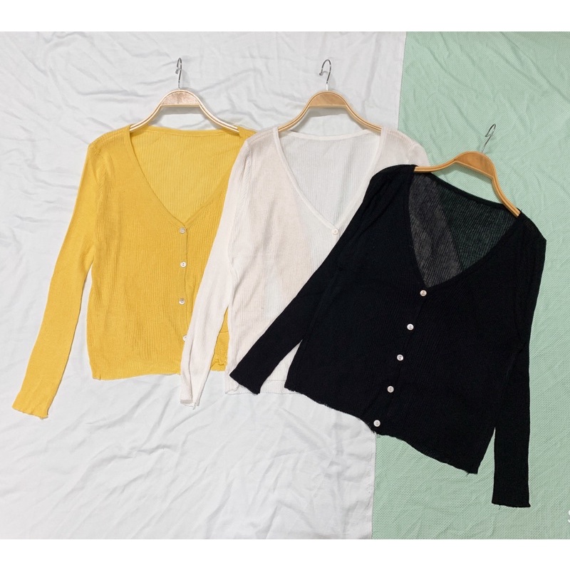 áo len khoác cardigan mỏng cổ tim cài khuy basic (6048#)