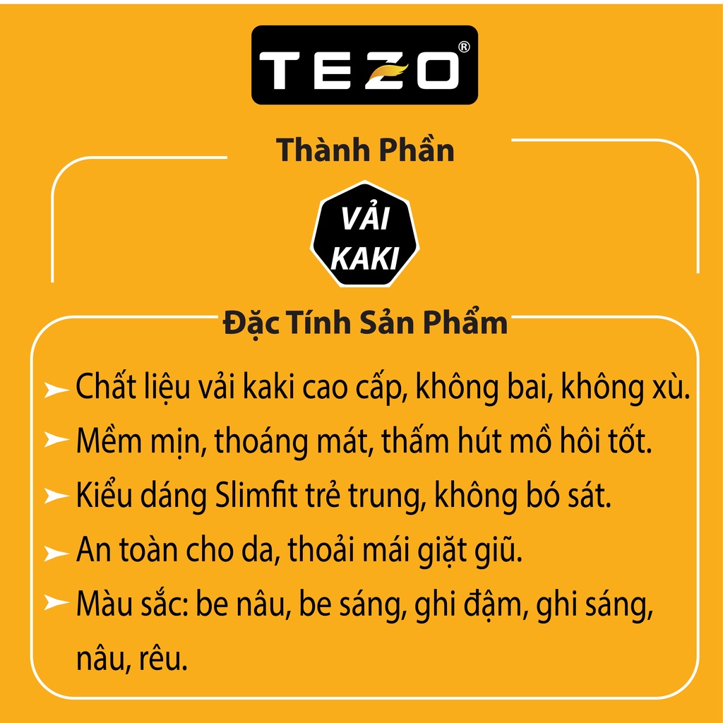 Quần short nam kaki chun cạp dây luồn Tezo thoải mái năng động 2202QNKB06