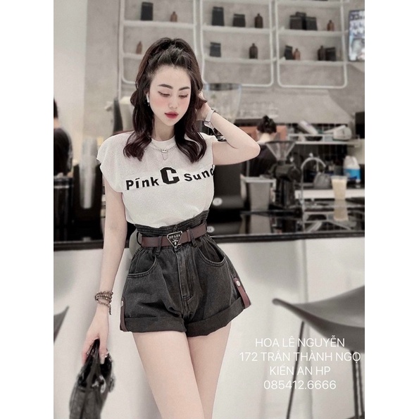 Áo len lỗ Pink C kèm vòng chocker bốn màu
