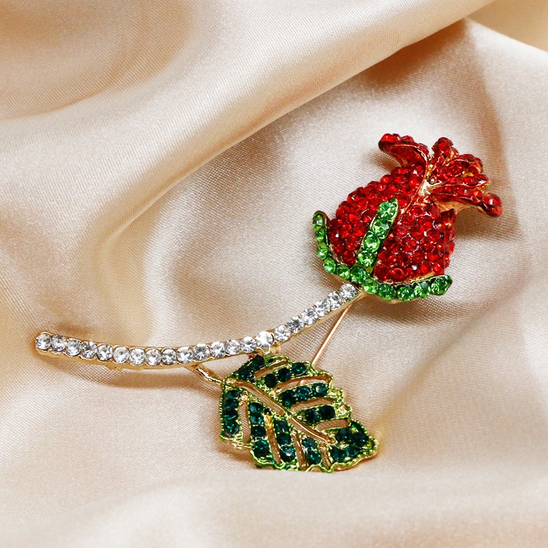 Ghim CàI ÁO HìNh Hoa HồNg ĐíNh Kim Cương Giả ThờI Trang Cho Nữ