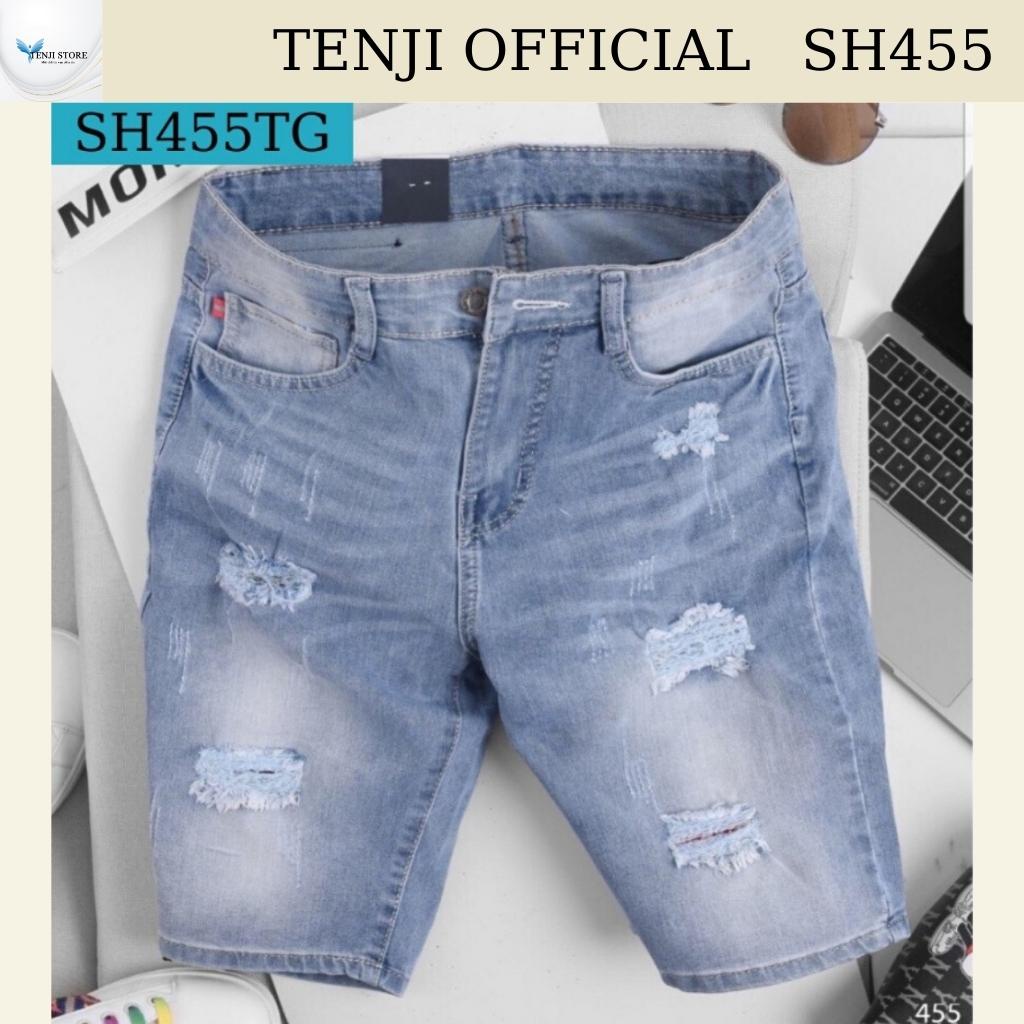 Quần short nam xanh rách, chất bò cao cấp, trẻ trung cá tính co giãn, quần đùi nam vải jean đẹp SH455 TENJI OFFICIAL 3