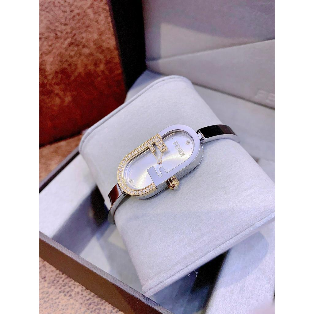 Đồng hồ nữ F€ndi O'Lock Vertical 14 x 28mm - Oval watch with FF logo, full box, Luxury diamond watch