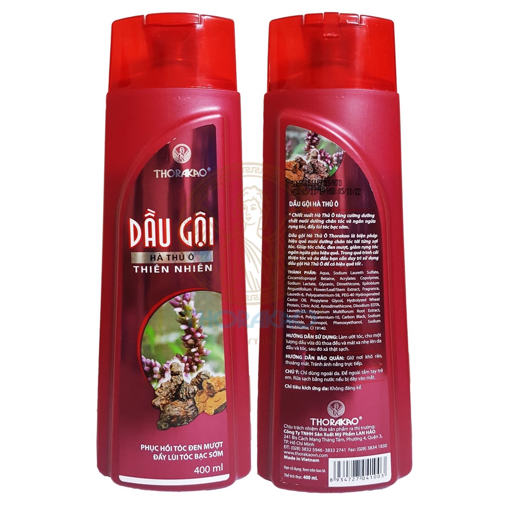 Dầu gội hà thủ ô ngăn rụng tóc, đen tóc Thorakao 400ml