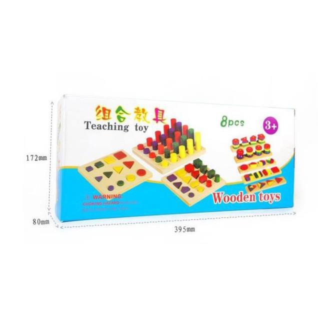 Bộ Giáo Cụ Montessori 8 Món - Loại 1 - Giúp Phát Triển Trí Tuệ Về Hình Học, Toán Học